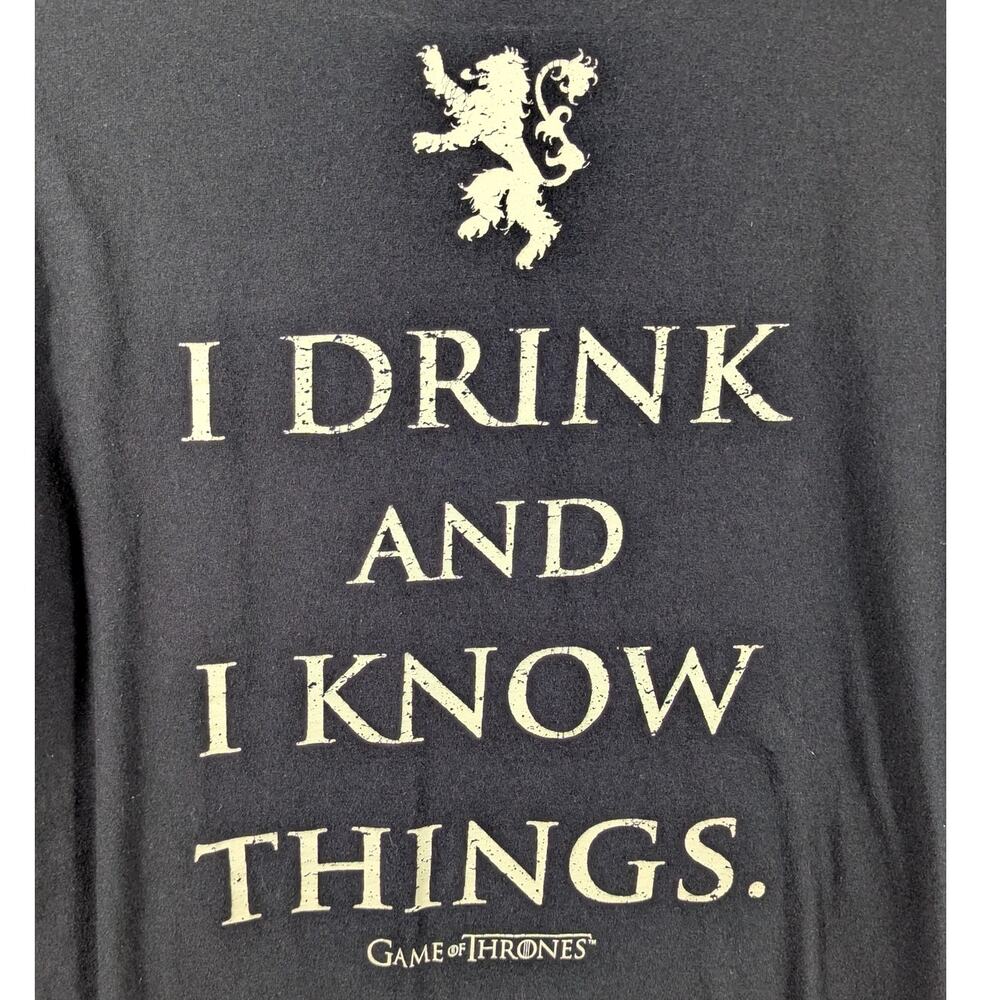 Game of Thrones I Drink and I Know Things T-Shirt Men’s M Black HBO Graphic Tee